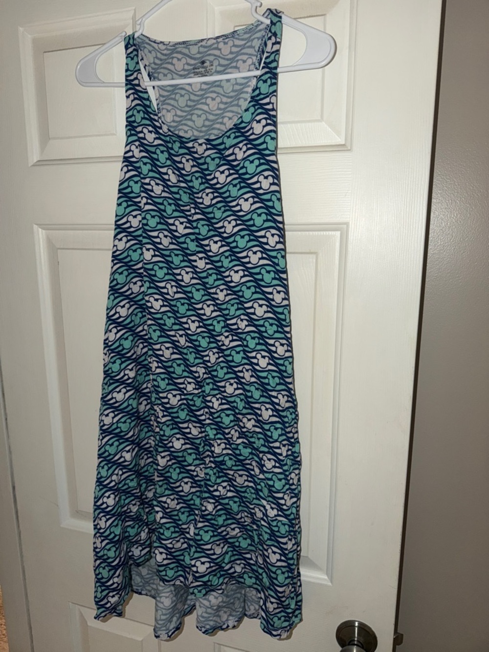Disney Cruise Line Bathing Suit Sleeveless Wave Print Tank Dress in Teal & Navy
